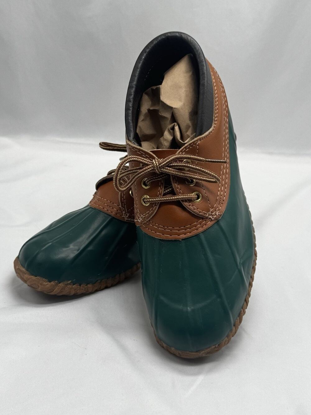 EDDIE BAUER Womens Duck Boots SIZE 10 Green LEATHER RAIN DUCK HUNTING Outdoor